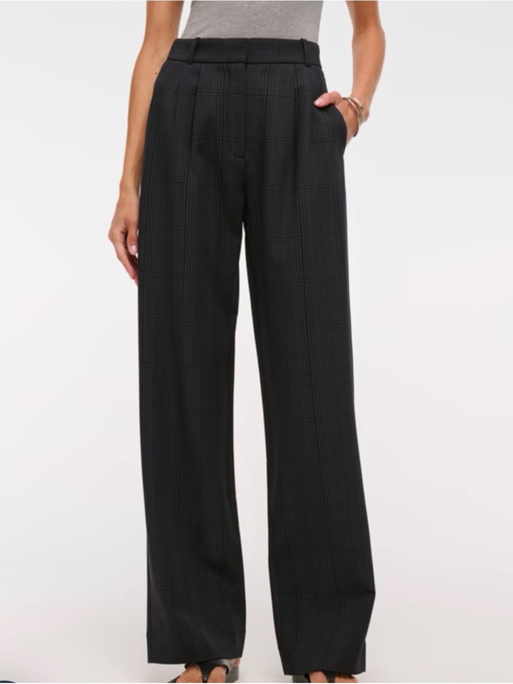 Abercrombie & Fitch Sloane Tailored Black Wide-Leg Trousers
